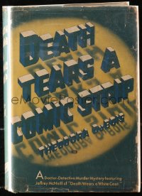 5c0092 DEATH TEARS A COMIC STRIP hardcover book 1939 Theodora DuBois doctor-detective mystery!