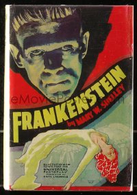 5c0254 FRANKENSTEIN hardcover book 1931 Mary Shelley novel, Boris Karloff movie, w/ REPRO DJ!