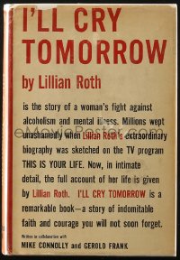 5c0100 I'LL CRY TOMORROW first edition hardcover book 1954 actress Lillian Roth's autobiography!