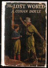 5c0260 LOST WORLD hardcover book 1925 Sir Arthur Conan Doyle, scenes from the movie, w/ REPRO DJ!