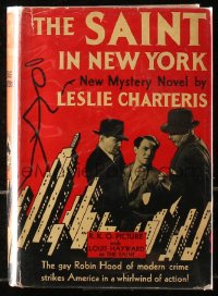 5c0210 SAINT IN NEW YORK hardcover book 1938 Leslie Charteris novel, Louis Hayward as Simon Templar!
