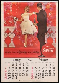5c0333 COCA-COLA calendar 1962 art of bride & groom with Coke, enjoy that refreshing new feeling!