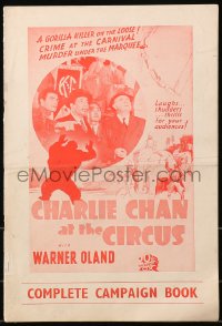 5c0340 CHARLIE CHAN AT THE CIRCUS English pressbook 1936 Asian Warner Oland & gorilla killer, rare!
