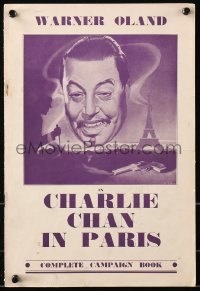 5c0342 CHARLIE CHAN IN PARIS English pressbook 1935 Asian detective Warner Oland, ultra rare!