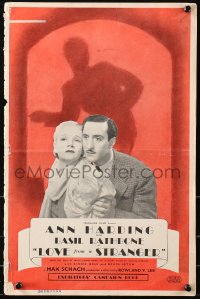 5c0346 LOVE FROM A STRANGER English pressbook 1937 Basil Rathbone, Ann Harding, Agatha Christie, rare!