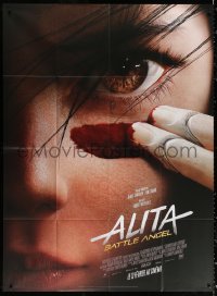 5c1018 ALITA: BATTLE ANGEL advance French 1p 2019 super c/u of the CGI character blood to her face!
