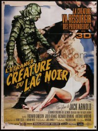 5c1114 CREATURE FROM THE BLACK LAGOON French 1p R2012 art of monster holding sexy Julie Adams!