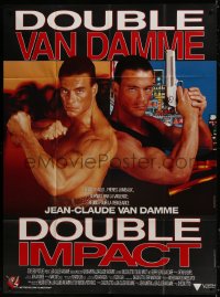 5c1142 DOUBLE IMPACT French 1p 1991 great image of Jean-Claude Van Damme in a dual role as twins!