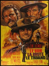 5c1194 GOOD, THE BAD & THE UGLY French 1p R1970s Clint Eastwood, Van Cleef, Leone, Jean Mascii art!