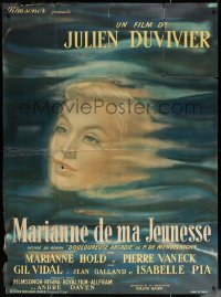 5c1301 MARIANNE OF MY YOUTH style B French 1p 1955 Julien Duvivier, Engel art of Marianne Hold, rare!