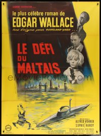 5c1330 MYSTERIOUS MAGICIAN French 1p 1964 Edgar Wallace, Charles Rau art of diver & submarine, rare!