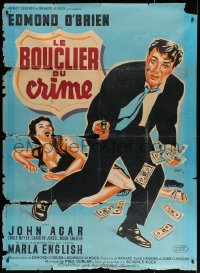 5c1403 SHIELD FOR MURDER French 1p 1954 different Cerutti art of Edmond O'Brien w/cash & girl, rare!