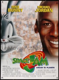 5c1411 SPACE JAM French 1p 1997 great close image of Michael Jordan & Bugs Bunny, basketball!