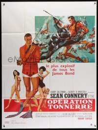 5c1436 THUNDERBALL French 1p R1980s art of Sean Connery as James Bond 007 by McGinnis and McCarthy!