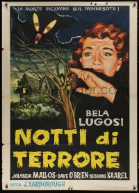 5c0866 DEVIL BAT Italian 1p R1960 Bela Lugosi, different Dominicis art of scared woman & monster!