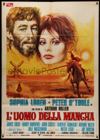 5c0926 MAN OF LA MANCHA Italian 1p 1973 Peter O'Toole, Sophia Loren, cool different Avelli art!