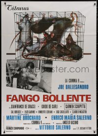 5c0954 SAVAGE THREE Italian 1p 1975 Salerno's Fango Bollente, Joe Dallesandro, art of rats in cage!