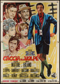 5c0726 AFTER THE FOX Italian 2p 1966 De Sica's Caccia alla Volpe, Avelli art of Peter Sellers, rare!