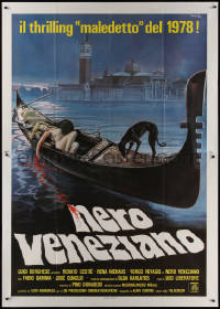 5c0744 DAMNED IN VENICE Italian 2p 1978 gruesome art of naked girl dead in gondola with dog, rare!