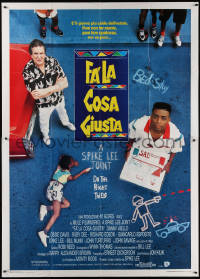 5c0750 DO THE RIGHT THING Italian 2p 1989 Spike Lee, Danny Aiello, girl scribbling with sidewalk chalk!