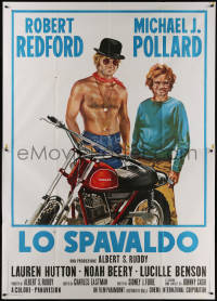 5c0785 LITTLE FAUSS & BIG HALSY Italian 2p 1971 Avelli art of Redford & Pollard by motorcycle!