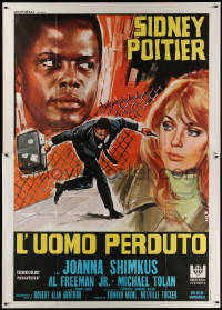 5c0788 LOST MAN Italian 2p 1969 different Avelli art of Sidney Poitier & Joanna Shimkus, very rare!