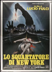 5c0796 NEW YORK RIPPER Italian 2p 1982 Lucio Fulci, horror art of killer & half naked female victim!