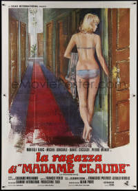 5c0801 PINK TELEPHONE Italian 2p 1976 Avelli art of sexy Mireille Darc in her underwear in hallway!