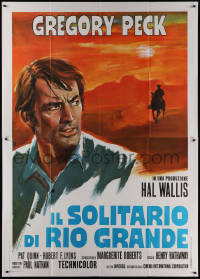 5c0813 SHOOT OUT Italian 2p 1971 different Avelli art of Gregory Peck in desert by silhouette, rare!