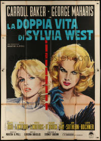 5c0818 SYLVIA Italian 2p 1965 different art with two images of sexy Carroll Baker!