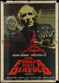 5c0824 TO THE DEVIL A DAUGHTER Italian 2p 1978 different art of Christopher Lee & Widmark, rare!