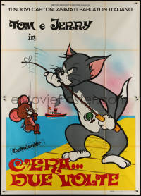 5c0825 TOM & JERRY Italian 2p 1968 great cartoon image of Tom with Jerry on fishing pole, rare!