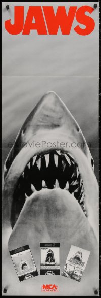 5c0292 JAWS/JAWS 2/JAWS 3-D 18x54 video poster 1980s great shark images, very rare!