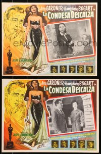 5c0482 BAREFOOT CONTESSA 2 Mexican LCs 1954 Humphrey Bogart & Ava Gardner, great border art!
