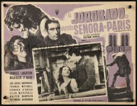 5c0508 HUNCHBACK OF NOTRE DAME Mexican LC R1950s Maureen O'Hara, O'Brien, Charles Laughton in border!
