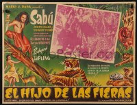 5c0510 JUNGLE BOOK Mexican LC R1950s Zoltan Korda classic, great image of Sabu with jungle cats!