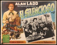 5c0547 WHISPERING SMITH Mexican LC 1949 close up of wounded cowboy Alan Ladd in saloon!