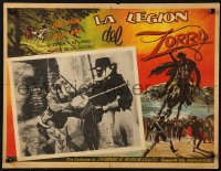 5c0550 ZORRO'S FIGHTING LEGION Mexican LC R1950s close up of masked Reed Hadley in death struggle!