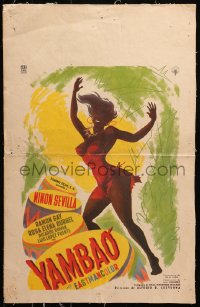5c0551 YAMBAO Mexican WC 1957 wonderful Mendoza art of sexy woman dancing in skimpy outfit, rare!
