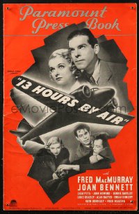 5c0349 13 HOURS BY AIR pressbook 1936 Fred MacMurray, Joan Bennett, Zasu Pitts, ultra rare!