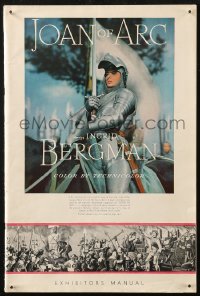 5c0404 JOAN OF ARC pressbook 1948 classic art of Ingrid Bergman in full armor on horse with sword!