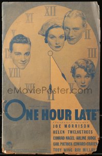 5c0424 ONE HOUR LATE pressbook 1934 Joe Morrison, Helen Twelvetrees, Conrad Nagell, Arline Judge