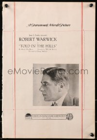 5c0447 TOLD IN THE HILLS pressbook 1919 Robert Warwick marries an Indian & becomes a squaw man!