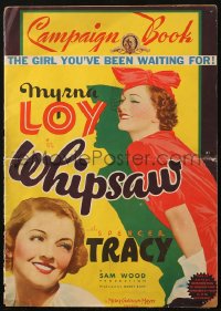 5c0460 WHIPSAW pressbook 1935 sexy jewel thief Myrna Loy, color poster images, ultra rare!