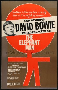 5c0590 ELEPHANT MAN stage play WC 1980 Gilbert Lesser art, limited engagement starring David Bowie!