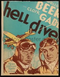 5c0605 HELL DIVERS WC 1932 great artwork of Navy airplane pilots Clark Gable & Wallace Beery!