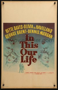5c0616 IN THIS OUR LIFE WC 1942 Bette Davis, Olivia De Havilland, George Brent, John Huston, rare!