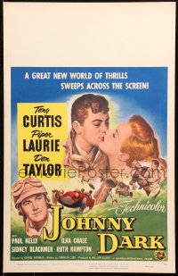 5c0621 JOHNNY DARK WC 1954 Tony Curtis, Piper Laurie, Don Taylor, cool car racing art!