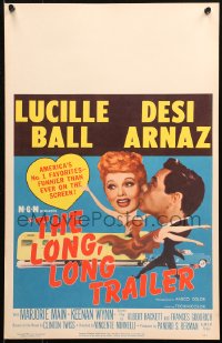 5c0631 LONG, LONG TRAILER WC 1954 wacky big head artwork of Desi Arnaz kissing Lucy Ball!