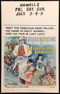 5c0638 MISSISSIPPI GAMBLER WC 1953 Tyrone Power's game is fancy women like Piper Laurie, riverboat!